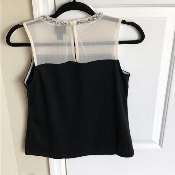 Black & white sleeveless top w/ beaded accents - Picture 2 of 3